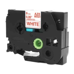 NASTRO ETICHETETTE LAMINATO COMPATIBILE BROTHER TZe222 Testo ROSSO su sfondo bianco