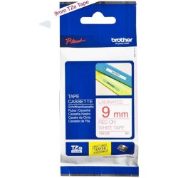 NASTRO ETICHETETTE LAMINATO ORIGINALE BROTHER TZe222 Testo ROSSO su sfondo bianco