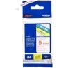 NASTRO ETICHETETTE LAMINATO ORIGINALE BROTHER TZe222 Testo ROSSO su sfondo bianco