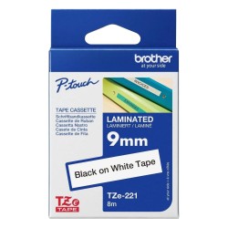 NASTRO ETICHETETTE LAMINATO ORIGINALE BROTHER TZe221 Testo nero su sfondo bianco