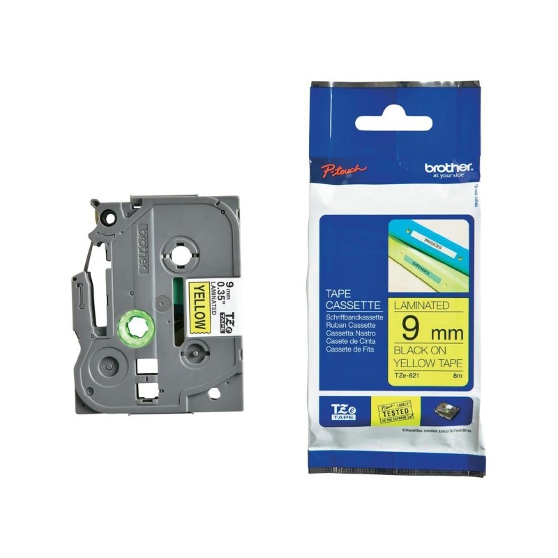 NASTRO ETICHETTE ORIGINALE LAMINATO BROTHER TZE621 TZE-621 Larghezza 9 mm x 8 metri
