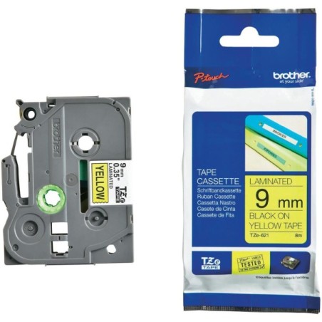 NASTRO ETICHETTE ORIGINALE LAMINATO BROTHER TZE621 TZE-621 Larghezza 9 mm x 8 metri