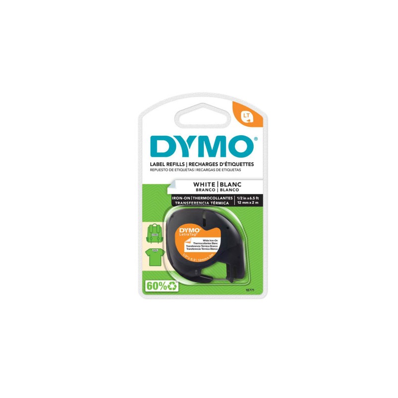 NASTRO ETICHETTE TESSILI ORIGINALE DYMO LetraTag S0718850 18769 Larghezza 12 mm x 2 metri
