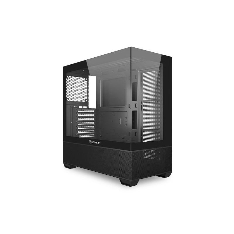 Case Unykach Revelat Black ATX Micro ATX ITX UK121801 Pannelli frontali e laterali in vetro temperato USB-A 3.0 USB-C e audio HD