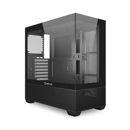 Case Unykach Revelat Black ATX Micro ATX ITX UK121801 Pannelli frontali e laterali in vetro temperato USB-A 3.0 USB-C e audio HD