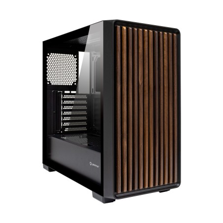 Case Unykach Revelat Madeira NERO ATX MicroATX ITX UK121804 Pannello vetro temperato pannello frontale con doghe legno naturale