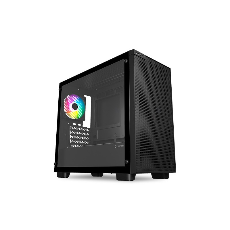 Case Unykach Revelat Mesh Edge Micro UK121806 ATX/ITX Pannello laterale in vetro temperato USB-A 2.0, USB-3.0 e audio