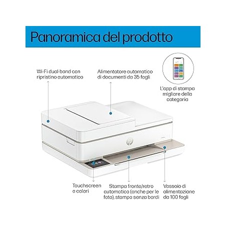 STAMPANTE MULTIFUNZIONE COLORE HP 714N9B Envy 6520e DUPLEX Wi-Fi 10 ppm ADF da 35 fogli