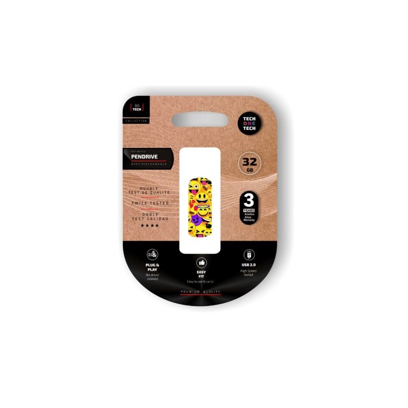 Pendrive TechOneTech Clip Tech Emoji Collage Memoria USB 2.0 32GB TEC4401-32