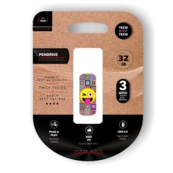 Pendrive TechOneTech Clip Tech Emoji Guiño Memoria USB 2.0 32GB TEC4402-32