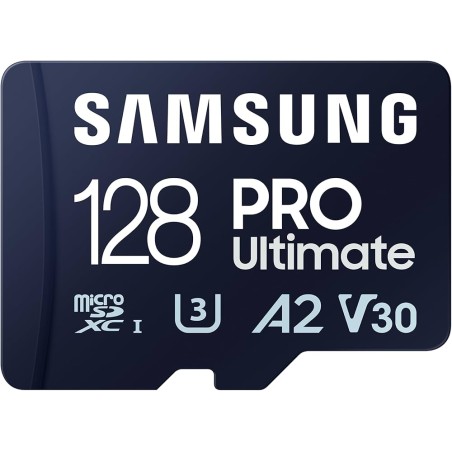 Scheda Memoria Micro SDXC Samsung PRO Ultimate da 128 GB UHS-I U3 A2 V30 con adattatore SD MB-MY128SA/WW