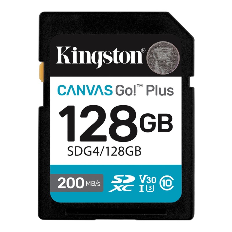 Scheda Memoria SDXC Kingston 128 GB UHS-I U3 V30 Classe 10 200 MB/s Canvas Go Plus SDG4/128GB
