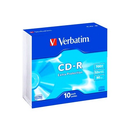 Confezione 10 pz Verbatim CD-R 700 MB Box 43415