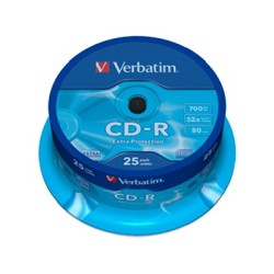 Confezione 25pz CD-R VERBATIM Printables 52X 700MB 43439