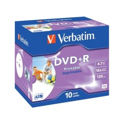 Confezione 10pz DVD+R VERBATIM stampabili 16x 4,7 GB 43508