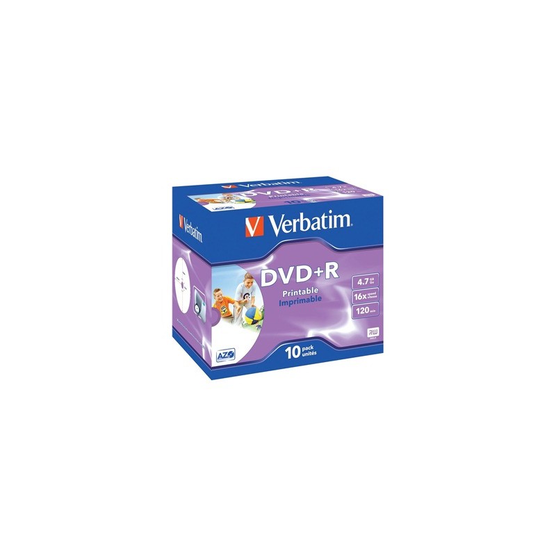 Confezione 10pz DVD+R VERBATIM stampabili 16x 4,7 GB 43508