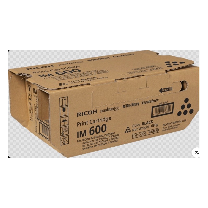 TONER ORIGINALE RICOH M550 IM600 P800 P801 NERO 418478 25K