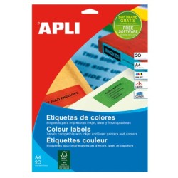 Confezione APLI 01439 480 etichette rettangolari 70x37 mm 20 fogli da 24 etichette ROSSO
