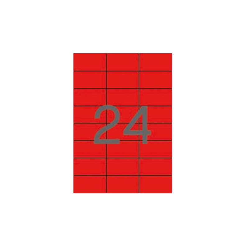 Confezione APLI 01439 480 etichette rettangolari 70x37 mm 20 fogli da 24 etichette ROSSO