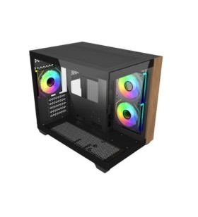 CASE Cooler Master Elite 481 Wood Mini-Tower Vista panoramica 3 ventole RGB 120mm