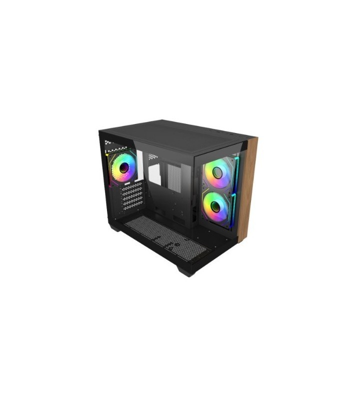 CASE Cooler Master Elite 481 Wood Mini-Tower Vista panoramica 3 ventole RGB 120mm