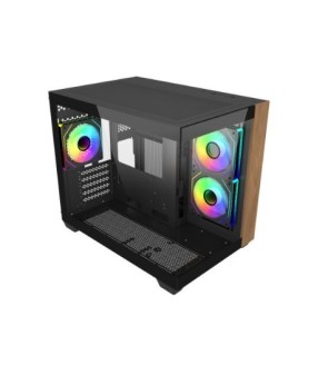 CASE Cooler Master Elite 481 Wood Mini-Tower Vista panoramica 3 ventole RGB 120mm