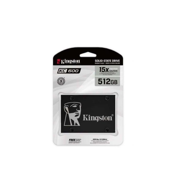 DISCO RIGIDO INTERNO SSD KINGSTON KC600 SSD 512GB 2.5" SATA3 NAND TLC 3D