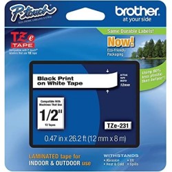 NASTRO ETICHETTE LAMINATE ORIGINALI BROTHER TZE-231 TZE231 12MM 8MT TZ-231