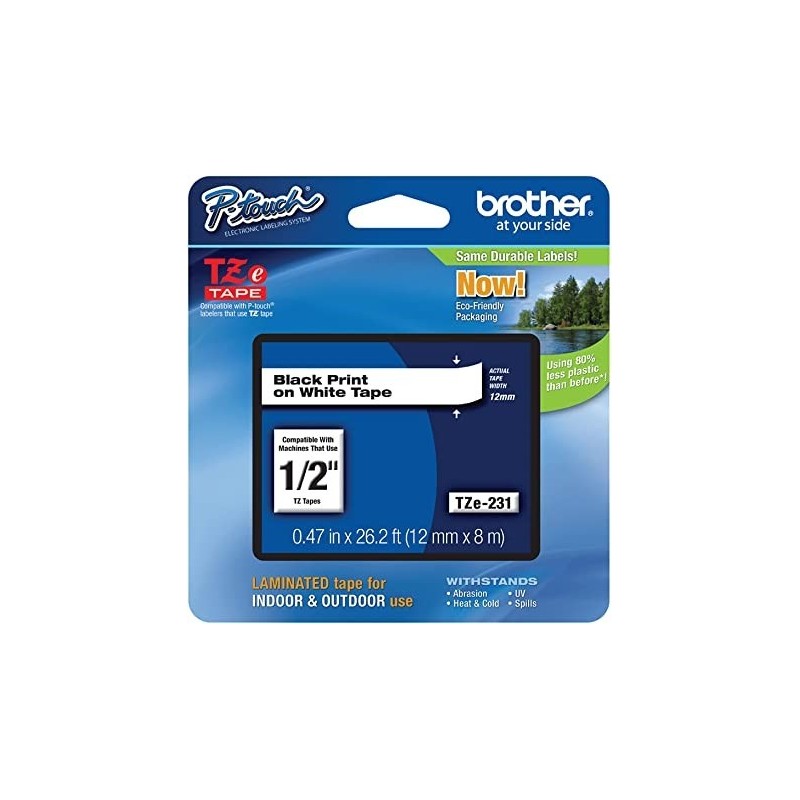 NASTRO ETICHETTE LAMINATE ORIGINALI BROTHER TZE-231 TZE231 12MM 8MT TZ-231