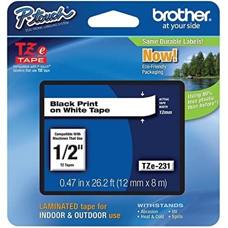 NASTRO ETICHETTE LAMINATE ORIGINALI BROTHER TZE-231 TZE231 12MM 8MT TZ-231