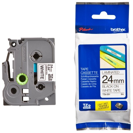 NASTRO ETICHETTE LAMINATE ORIGINALI BROTHER TZE-251 TZE251 24MM 8MT TZ-251