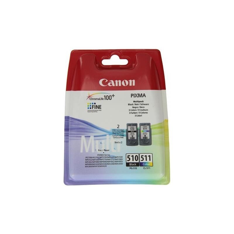 Multipack Cartucce ORIGINALE Canon NERO COLORE PG-510 CL-511 Pixma IP 2700 2970B010 2970B017